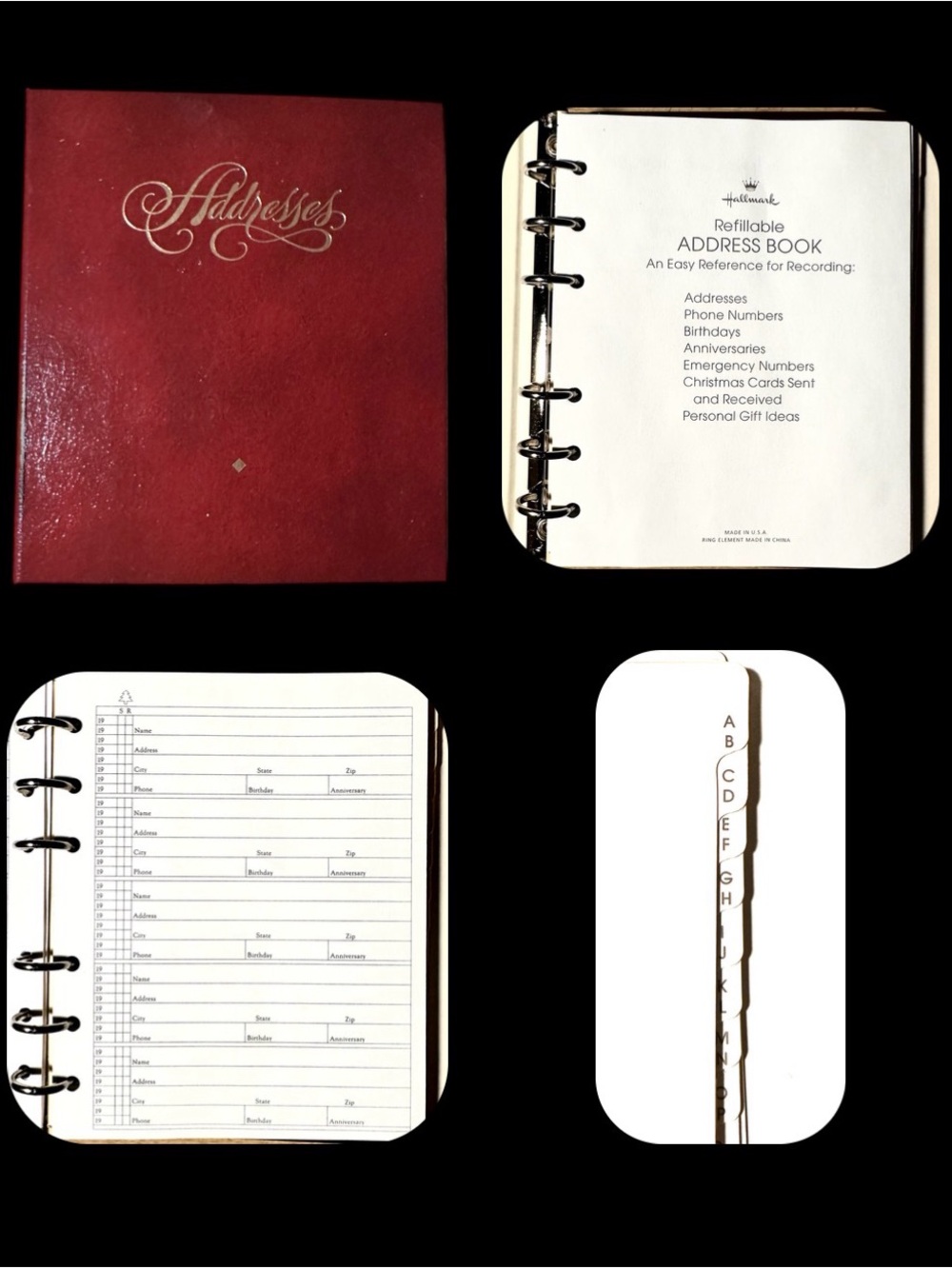 Classic Vintage Address Book Red Cover with Gold Embossed Logo